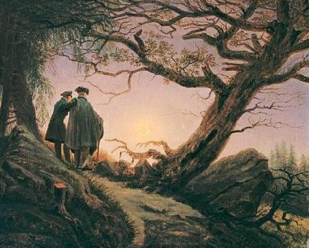 Caspar David Friedrich Zwei Manner in Betrachtung des Mondes